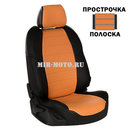 Чехлы на Ситроен С-Кроссер с 2007-2013 год, экокожа цвет черный с оранжевым