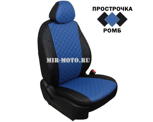 Чехлы на УАЗ Патриот 2007-2014, цвет черный с синим Ромб