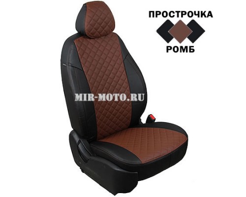 Чехлы на УАЗ Патриот 2016-2020, цвет черный с темно коричневым Ромб
