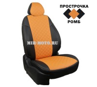 Чехлы на Пежо 301 седан 2012-2015 год, цвет черный с оранжевым Ромб