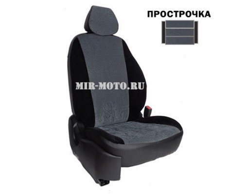 Чехлы на УАЗ Патриот 2014-2016 флок черный с серым